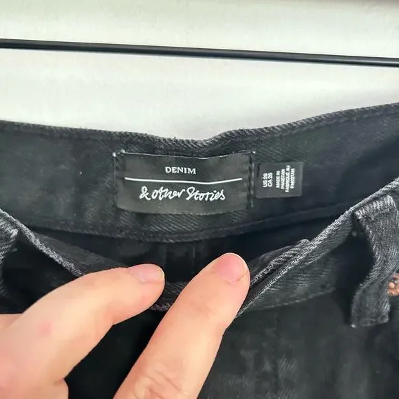 & Other Stories Hi Rise Straight Denim Jeans Black Size 26 - Picture 7 of 7
